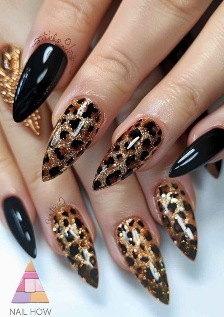 Glitter Leopard Print Nails1