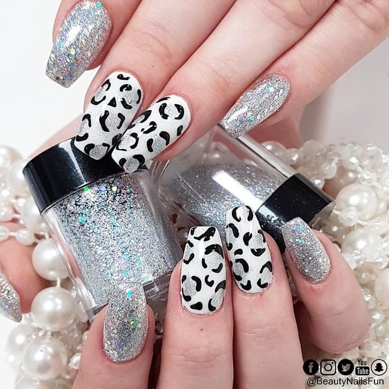 Glitter Leopard Print Nails6
