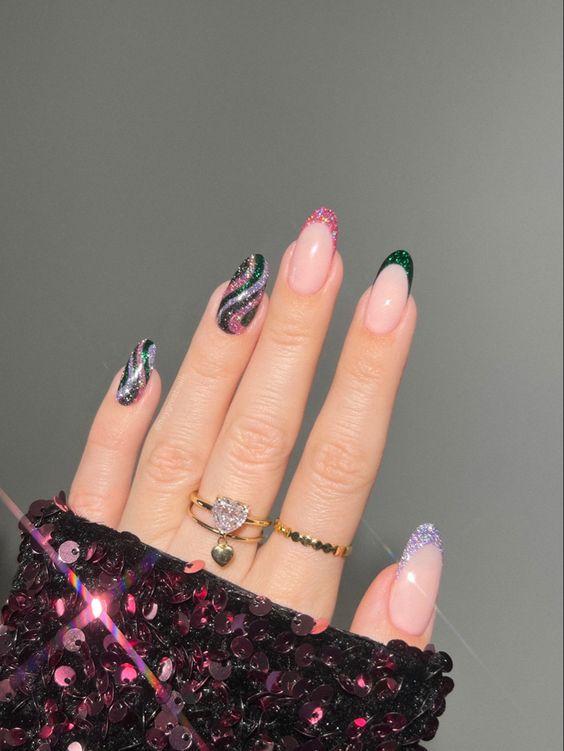Glitter Swirl Nail Art5