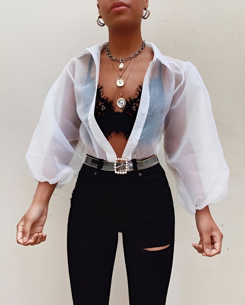 Layered Bralette Outfits With Blouses