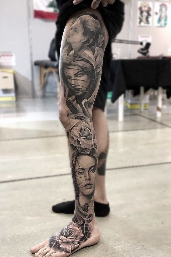 Leg Portraits Tattoos
