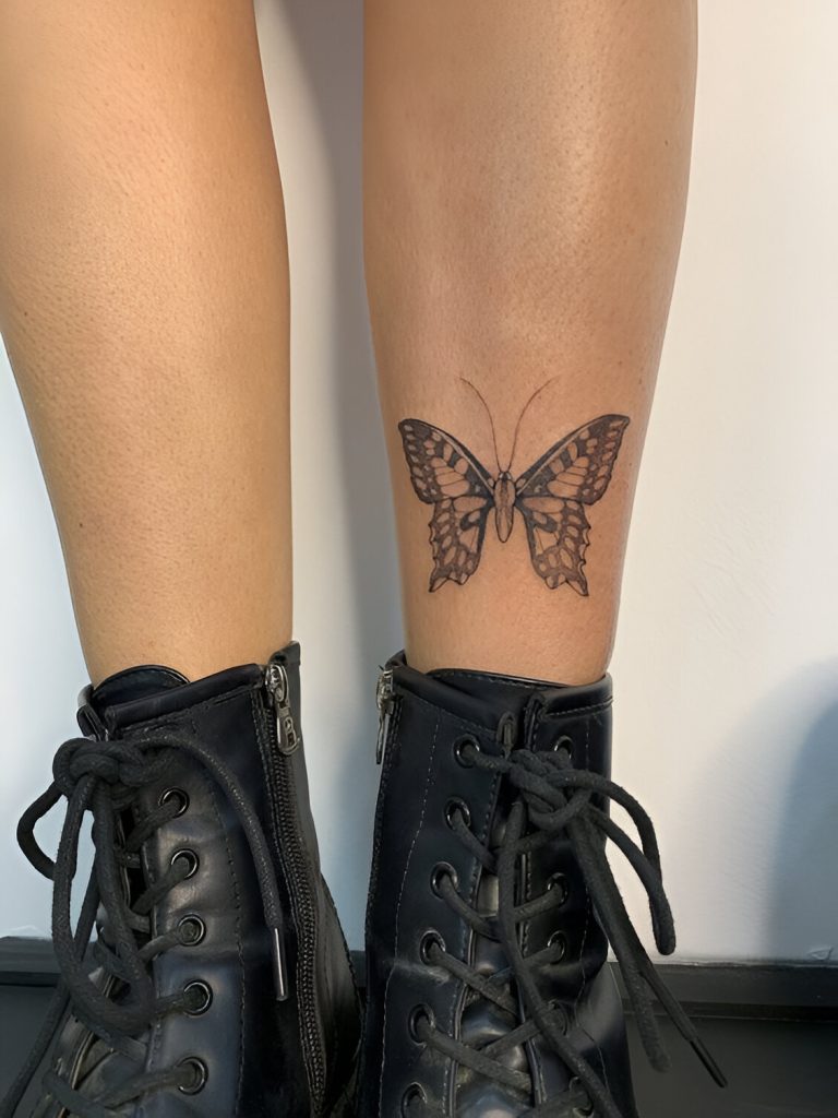 Leg Tattoos With Butterfly Designs
