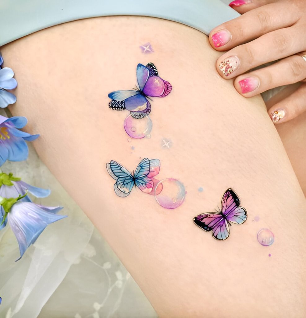 Leg Tattoos With Butterfly Designs