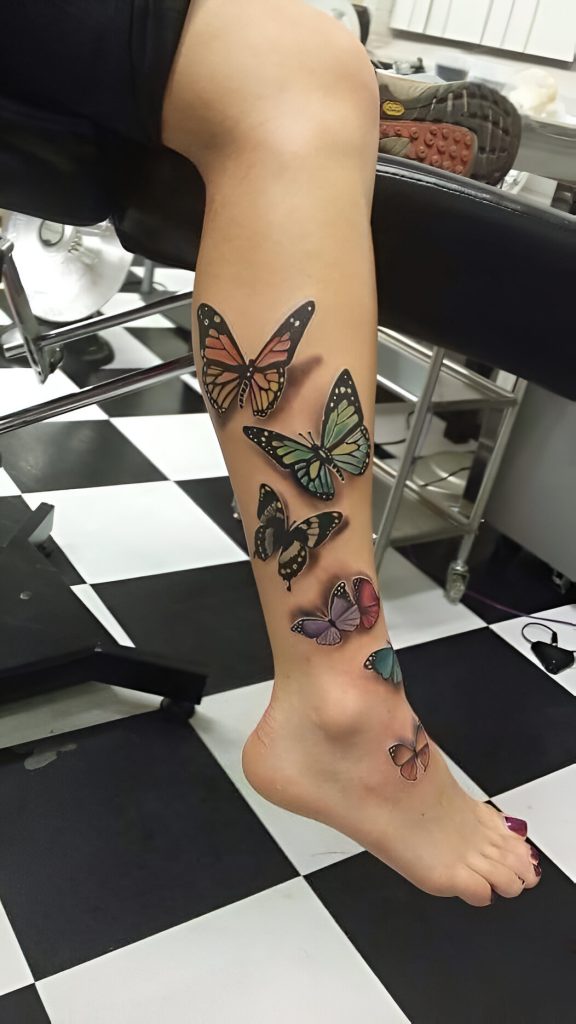 Leg Tattoos With Butterfly Designs