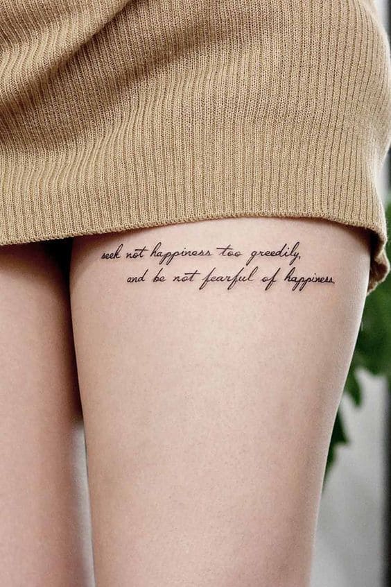 Lettering Woman Leg Tattoos