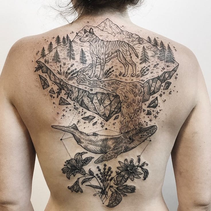 Nature Tattoos on the Back