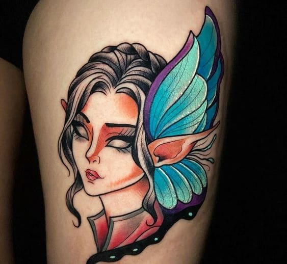 Neo Traditional Pixie Tattoo For Women Ideas