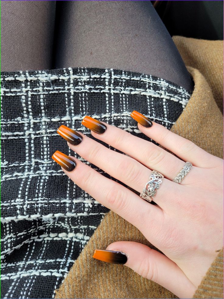 Orange And Black Ombre Nails