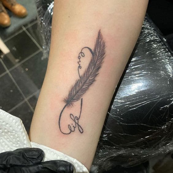 Quote Feather Tattoo Ideas