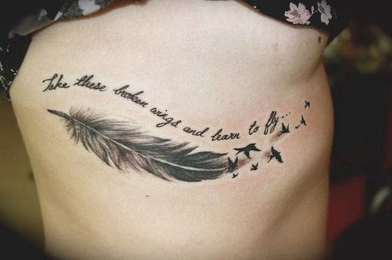 Quote Feather Tattoo Ideas