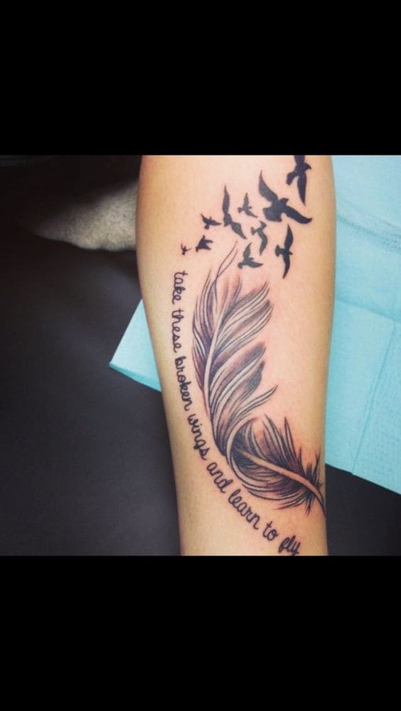 Quote Feather Tattoo Ideas
