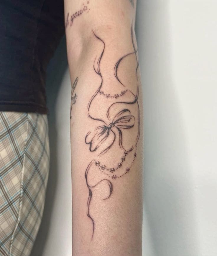  Ribbon Bow Tattoos On Arm