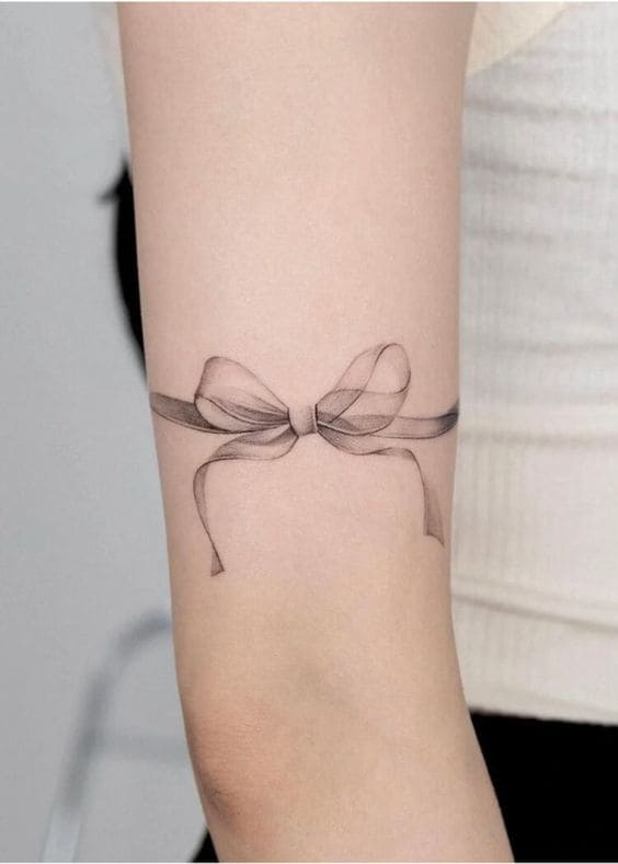  Ribbon Bow Tattoos On Arm