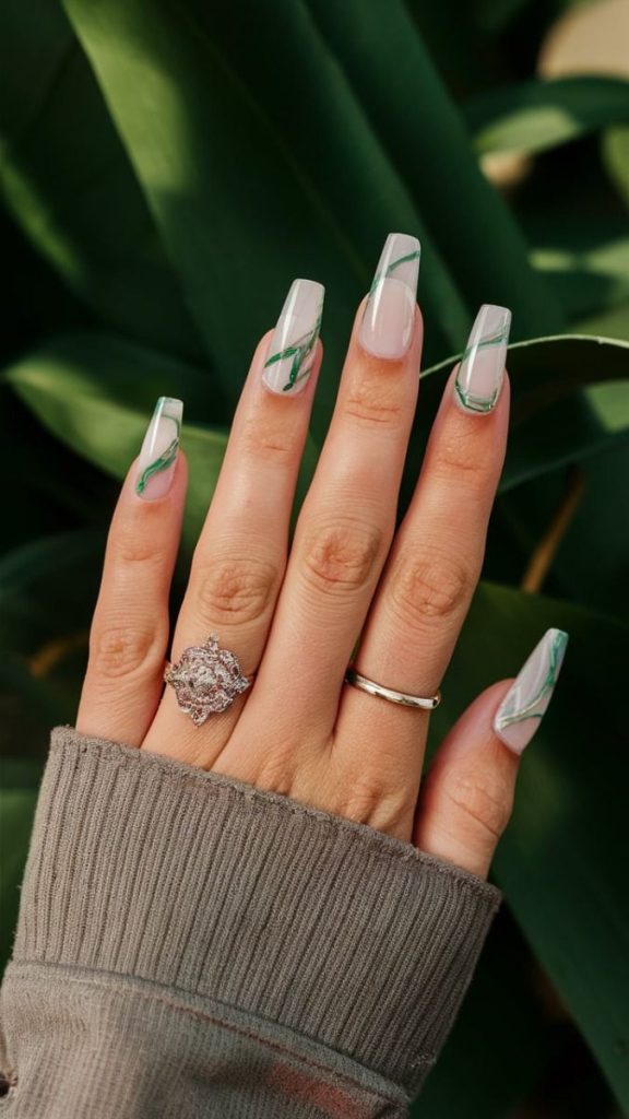 Sage Marble Nails