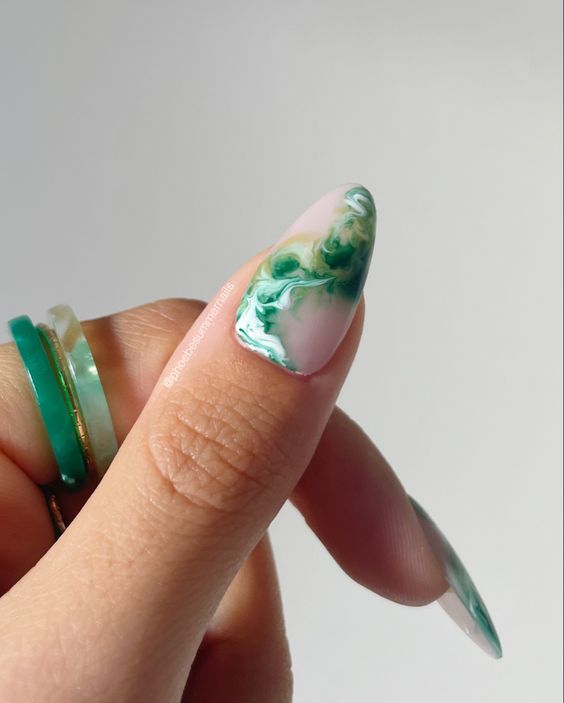 Sage Marble Nails