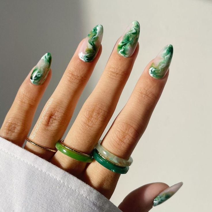 Sage Marble Nails