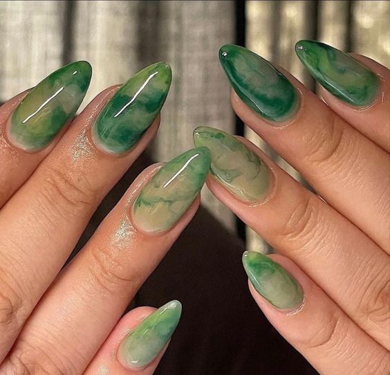 Sage Marble Nails