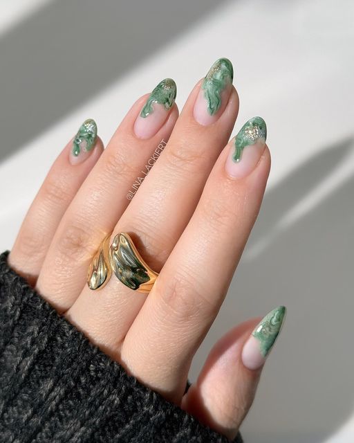 Sage Marble Nails