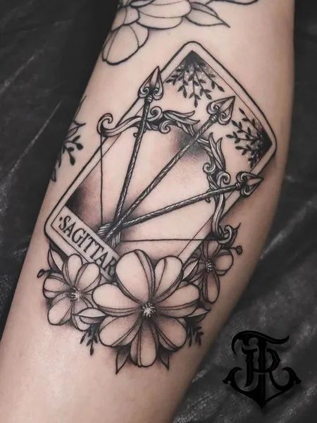 Sagittarius Card Tattoo