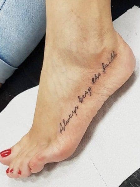 Script Tattoo Designs On Foot
