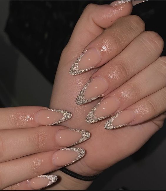Shiny Glitter French Tips1