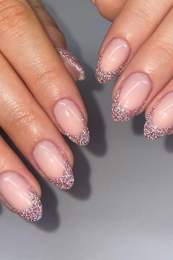 Shiny Glitter French Tips2