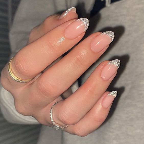Shiny Glitter French Tips3