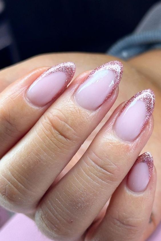 Shiny Glitter French Tips4