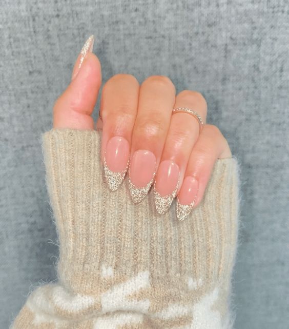 Shiny Glitter French Tips6