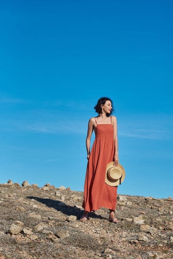 Simple Summer Linen Outfits With Maxi Dress