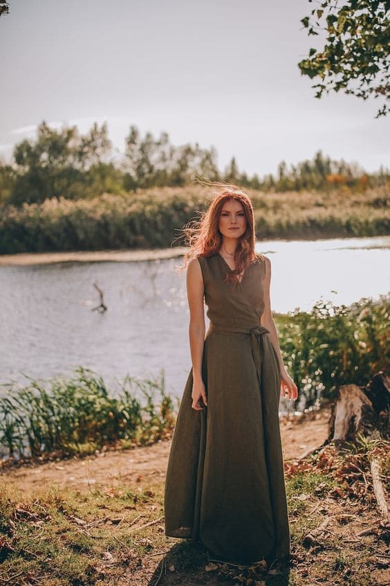 Simple Summer Linen Outfits With Maxi Dress