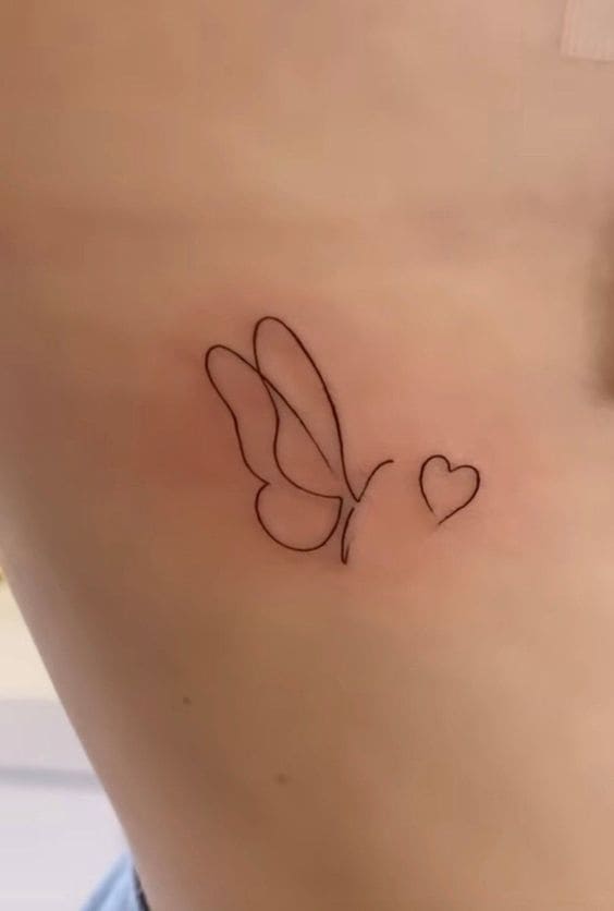 Single Line Butterfly Tattoo