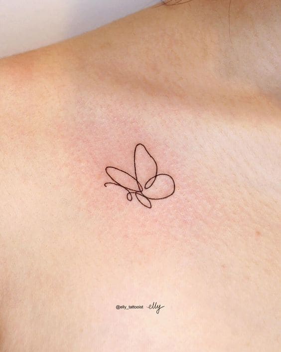 Single Line Butterfly Tattoo