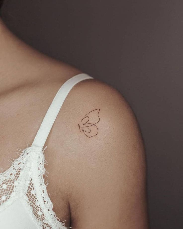 Single Line Butterfly Tattoo