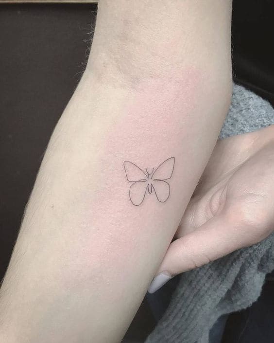 Single Line Butterfly Tattoo