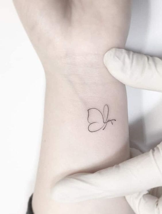 Single Line Butterfly Tattoo