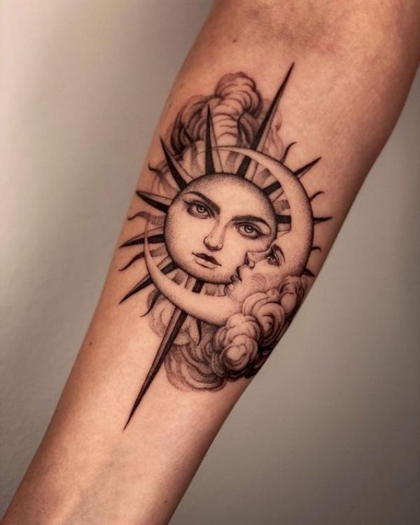 Sun and Moon Gemini Tattoo