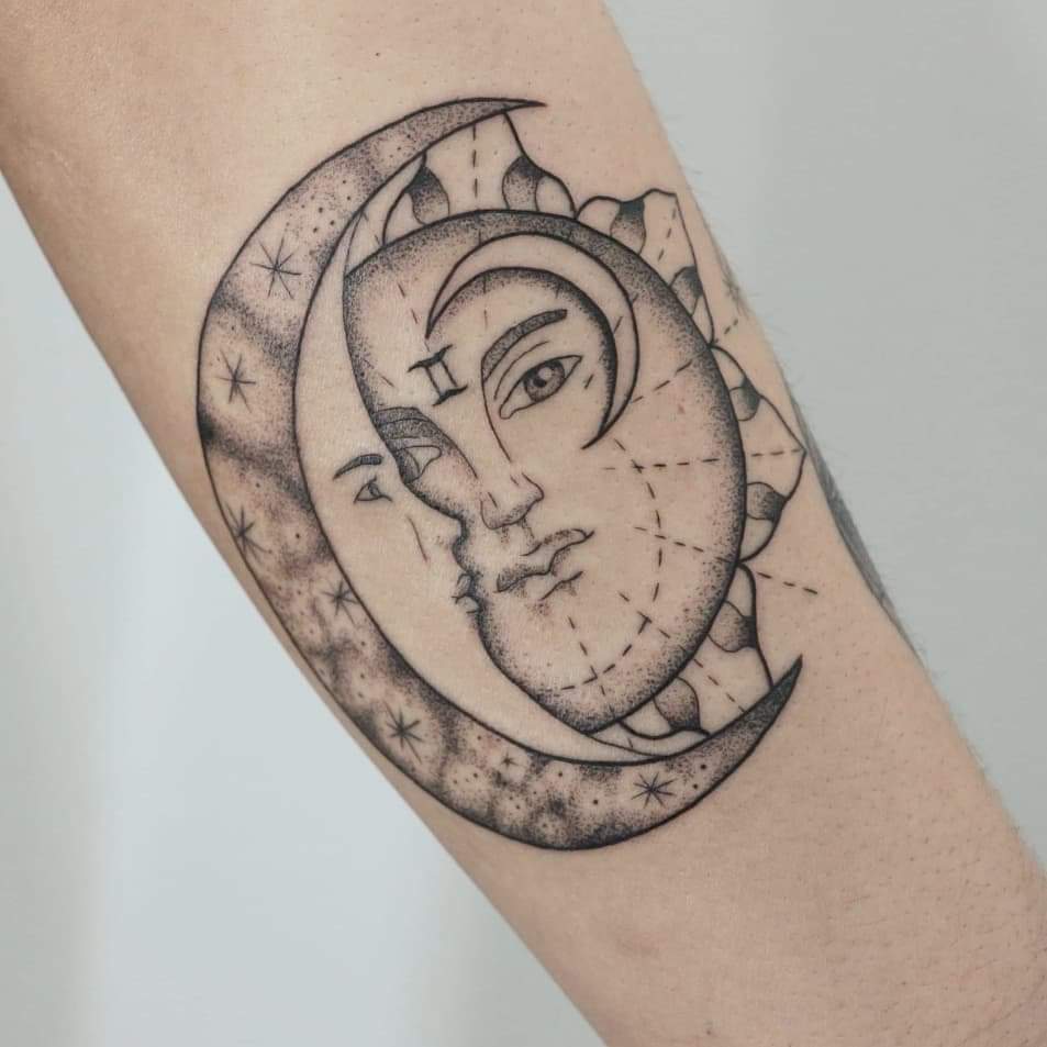Sun and Moon Gemini Tattoo