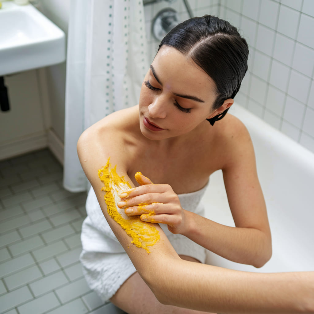 Turmeric, Milk, and Chickpea Flour Scrub