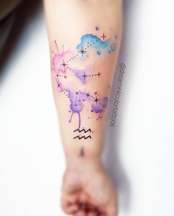 Vibrant Colored Tattoos For Aquarius Girls