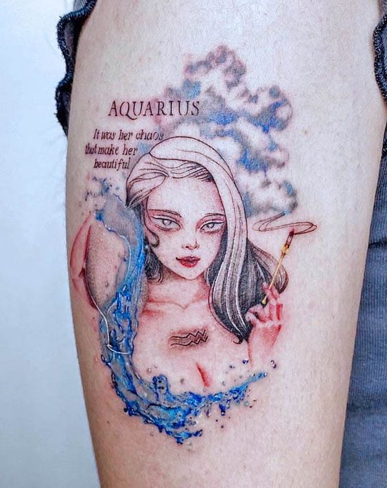 Vibrant Colored Tattoos For Aquarius Girls