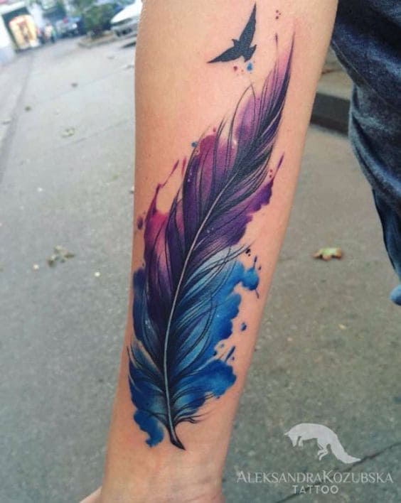 Watercolor Feather Tats