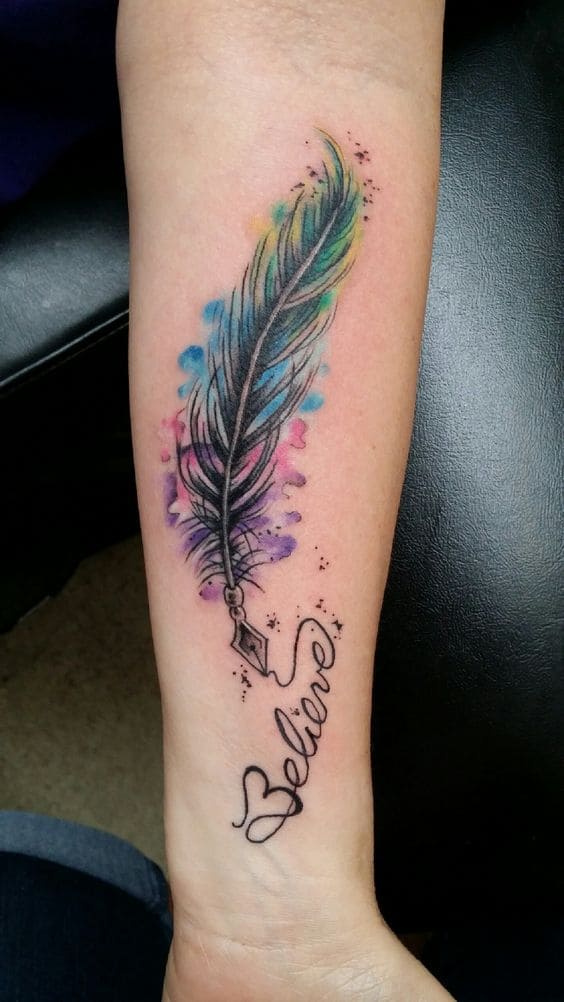 Watercolor Feather Tats