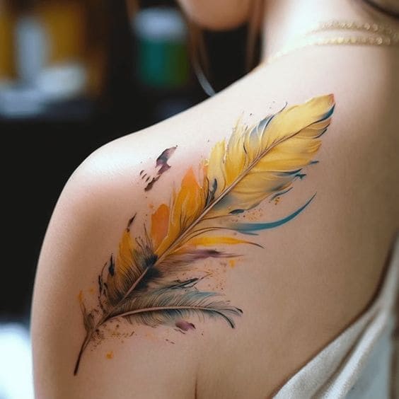 Watercolor Feather Tats