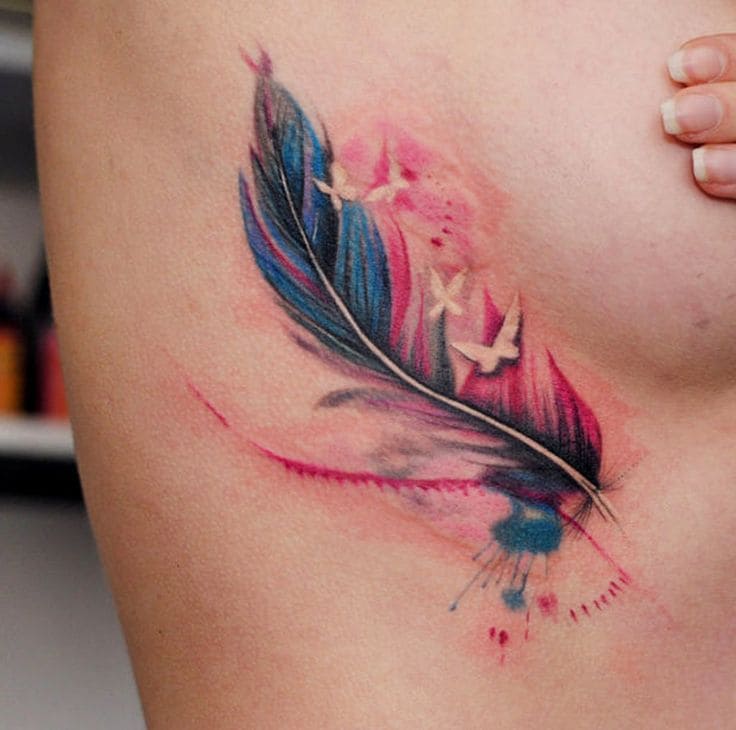 Watercolor Feather Tats
