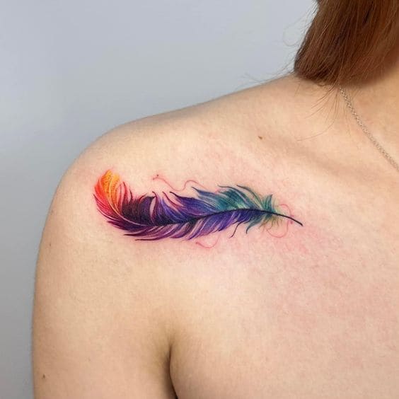Watercolor Feather Tats