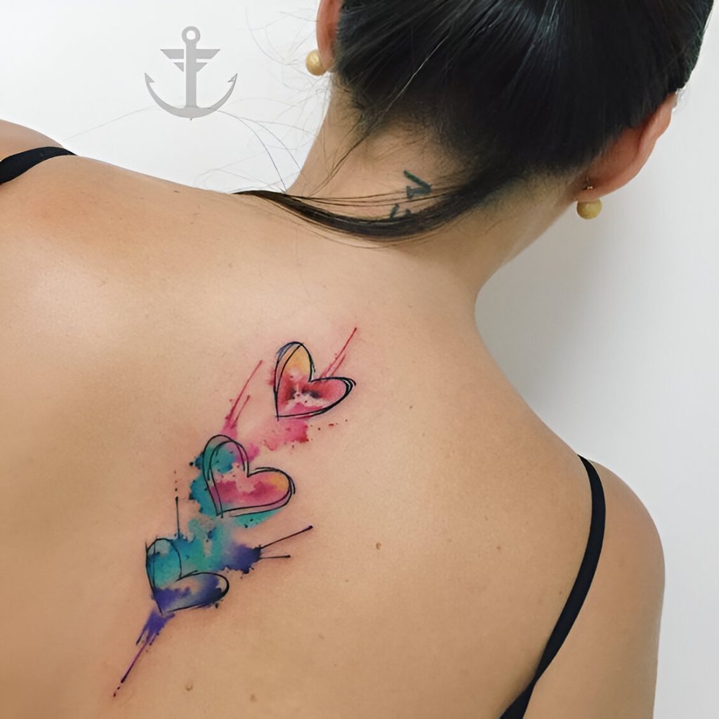 Watercolor Heart Tattoos