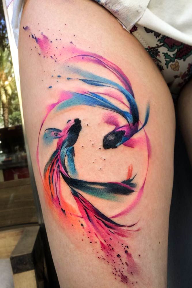 Watercolor-Styled Pisces Tattoo Designs