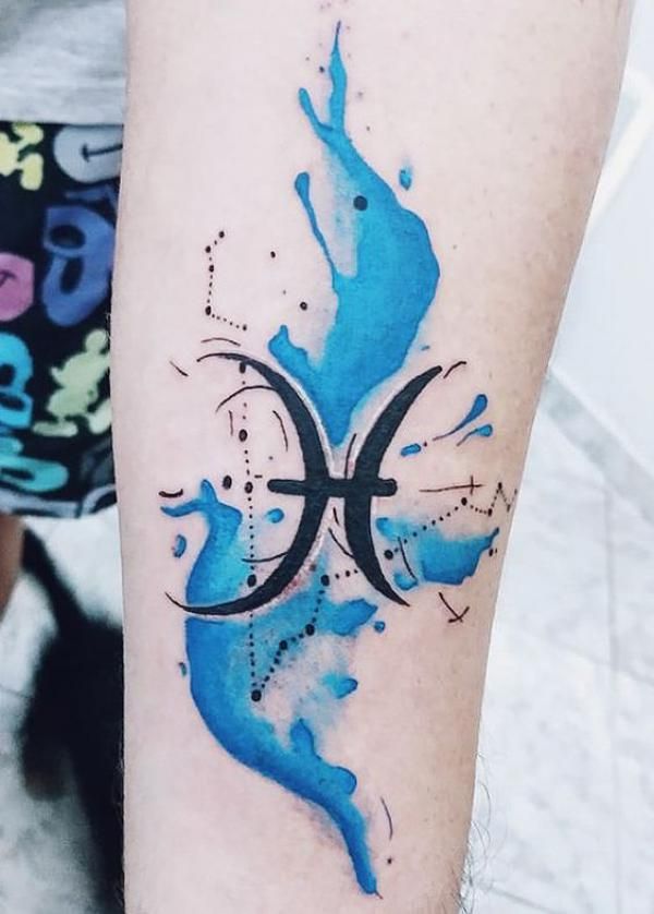 Watercolor-Styled Pisces Tattoo Designs