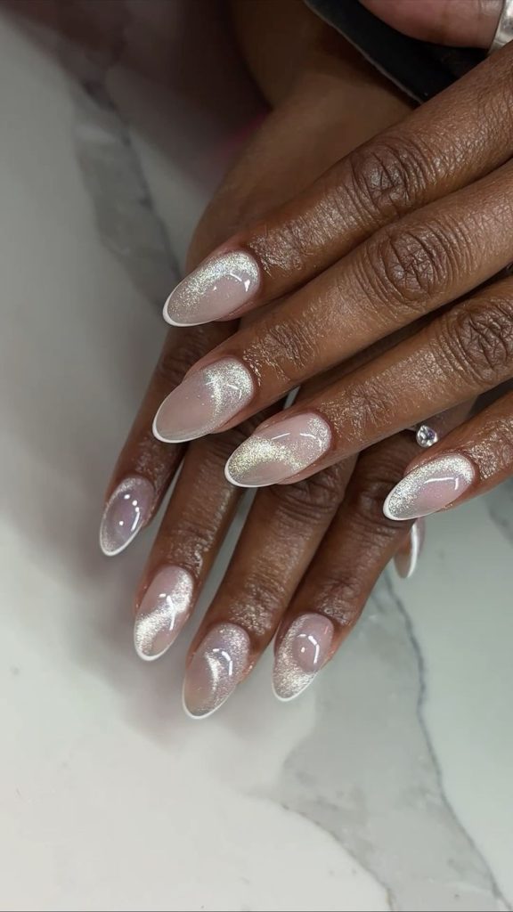 White Cat Eye Nails7